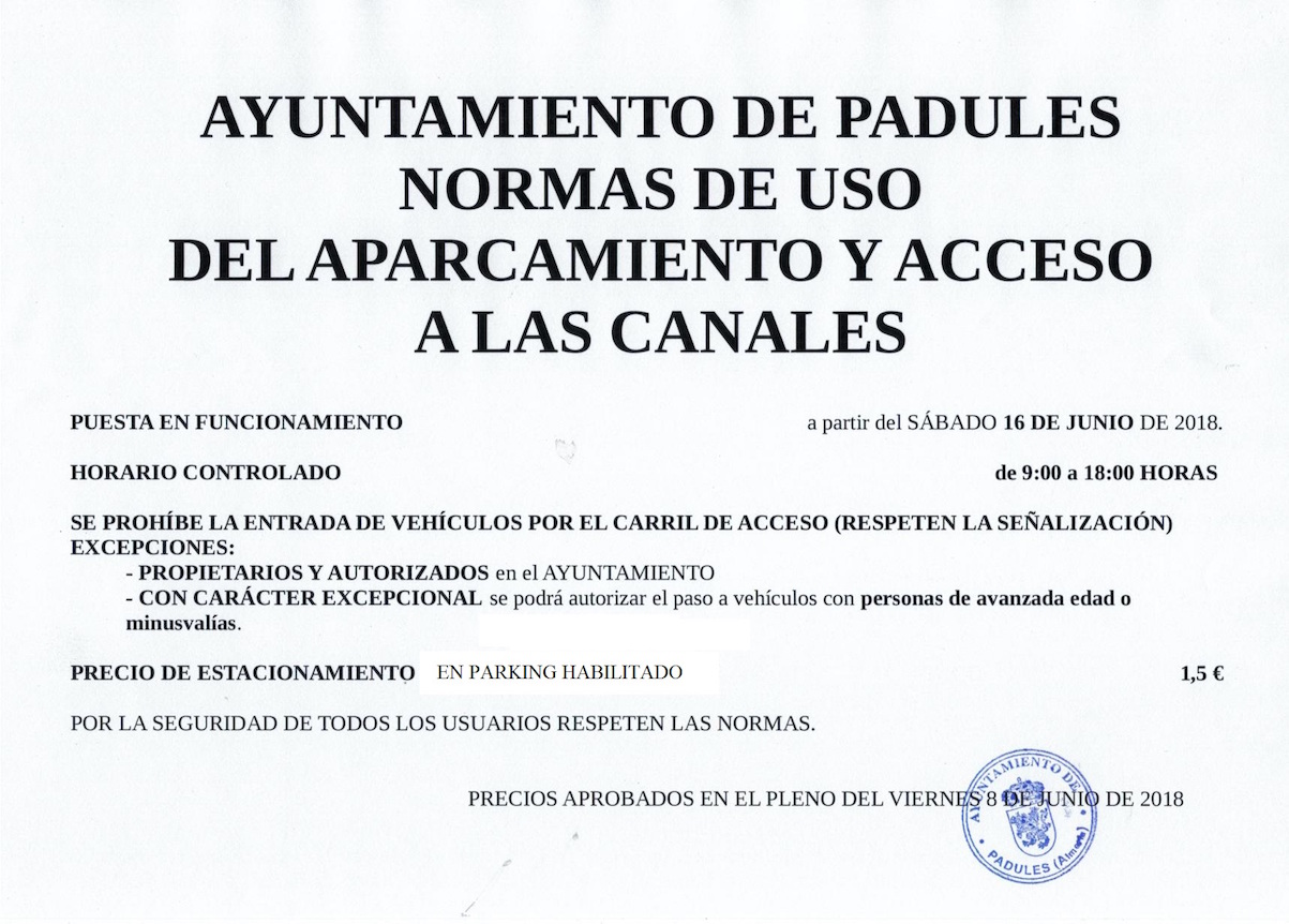 Acceso canales de padules